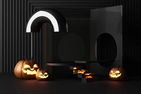 Счастливый Рекламный Баннер Хэллоуина Фоне Приглашения Вечеринку Котором Темноте Блестит — стоковое фото