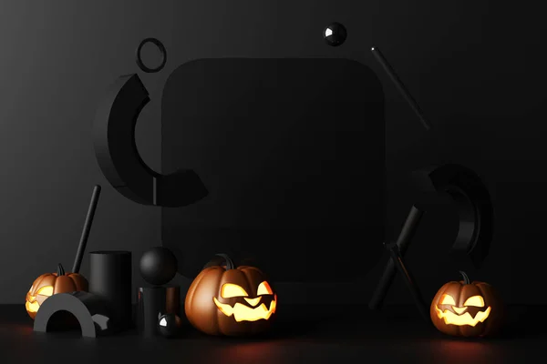 Boldog Halloween Promóciós Banner Party Meghívó Háttér Halloween Sütőtök Világít — Stock Fotó