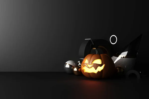 Glad Halloween Banner För Fest Inbjudan Bakgrund Med Halloween Pumpor — Stockfoto