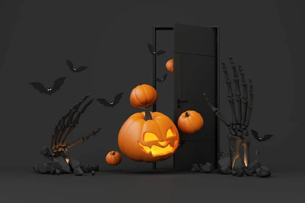 Boldog Halloween Banner Vagy Party Meghívót Narancs Téma Termék Megjelenítése — Stock Fotó