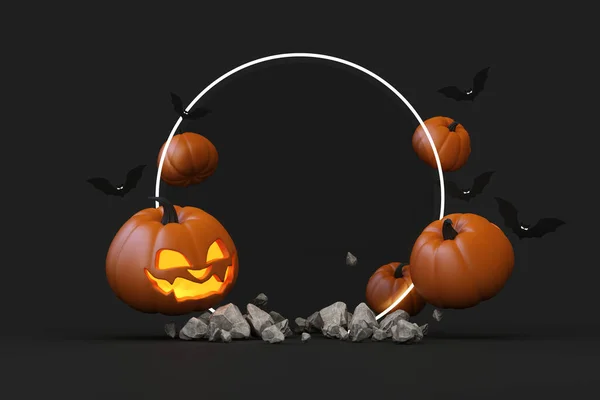 Happy Halloween Banner Oder Party Einladung Orange Thema Produktdisplay Podium — Stockfoto