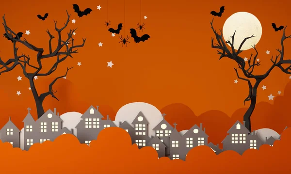 Šťastný Halloween Banner Nebo Party Pozvánky Pozadí Mraky Netopýry Zářící — Stock fotografie