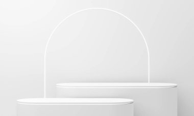 Parlak kemerli şık ikiz oval platformlar makyaj setleri ya da parfüm şişeleri gibi şık ürünler için tasarlandı. 3d oluşturma