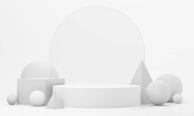 Modern geometrik çerçeveli minimal podyum zarif güzellik ürünleri veya cilt bakımı için uygun. 3d oluşturma