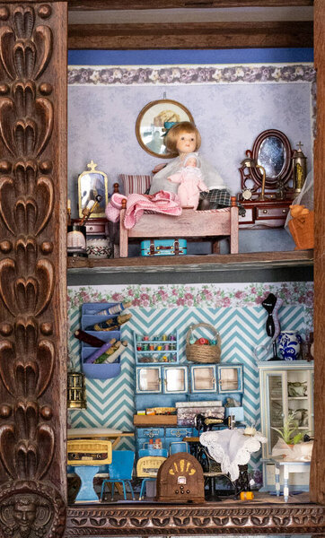 children's room, dollhouse, decoration, furniture, green color, kitchenette, doll bathroom, toys