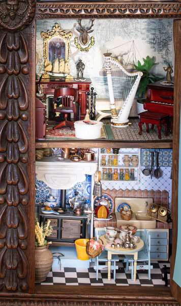 children's room, dollhouse, decoration, furniture, green color, kitchenette, doll bathroom, toys