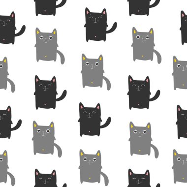 Siyah kediler Kedi Modeli, düz vektör EPS 10