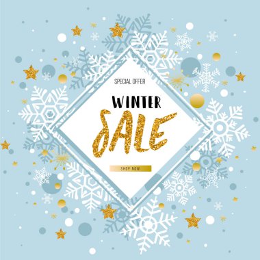Noel, yeni yıl, kış satış afişi. Poster, arka plan, el ilanı, davetiye kartı, kış elemanları Vektör illüstrasyon ile şablon tasarımı