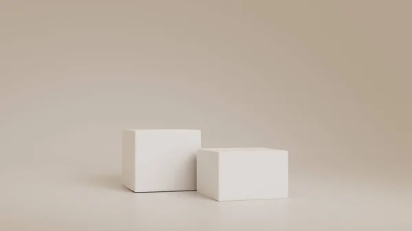 Render Boş Minimal Sahne Geometrik Beyaz Podyum Ekran Arka Planı — Stok fotoğraf