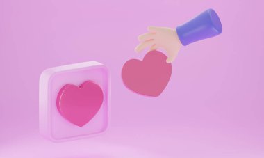 3d rendering empty space valentine's day ,heart shape 