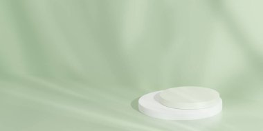 3d rendering. Green podium with green background. blank mockup for branding and packaging presentation. Green pastel colour.