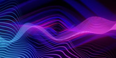 3d render,abstract wave technology background with colorful  light . colorful fantastic background with curvy shape glowing . Abstract background 3d rendering.