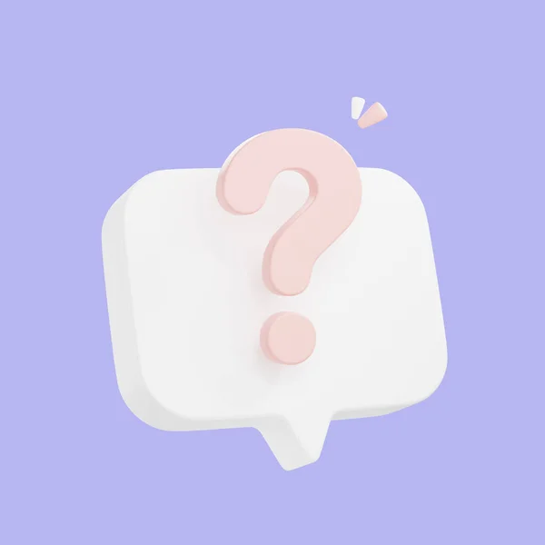 렌더링 Question Mark Speech Bubble Icon Message Box Question Sign — 스톡 사진
