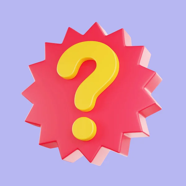 3D render Question mark speech bubble icon.Message box with question sign, symbol concept, Minimal design. ask FAQ, question answer sign, or problem