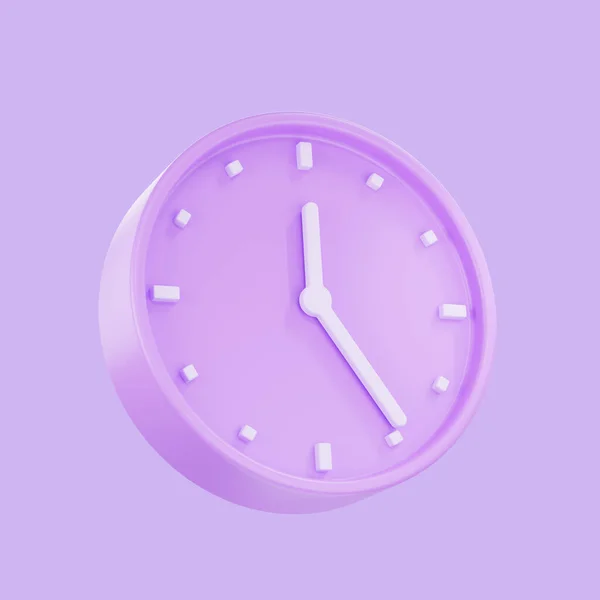 3D渲染紫色彩色报警钟 3D圆形时钟图标 隔离图标 — 图库照片