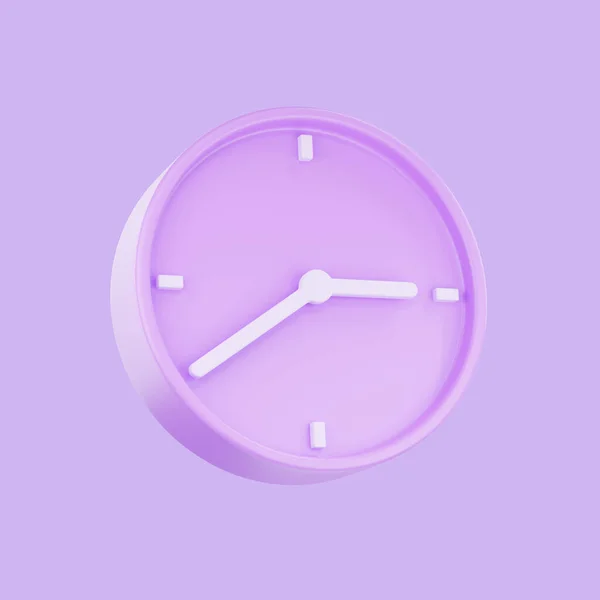 Render Purple Pastel Color Alarm Clock Circle Clock Icon Isolated — Stock Photo, Image