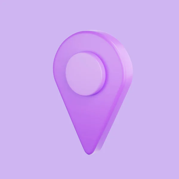 3Dレンダリング紫色の地図ピン レンダリング場所のマーク またはナビゲーションサイン タグ付け センター ランドマーク 位置情報 地図ポインタ ウェブ位置情報 — ストック写真
