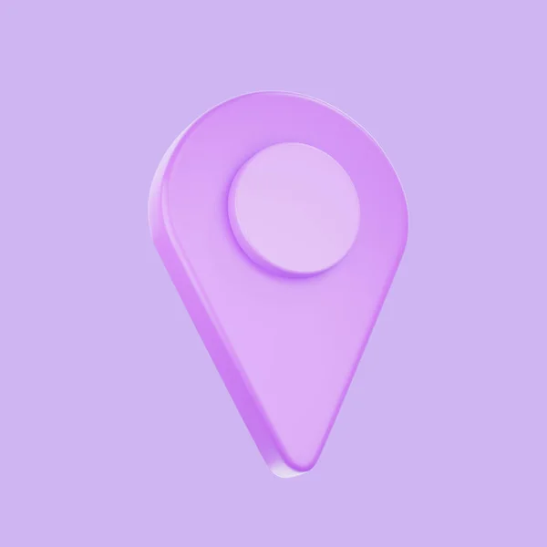 Rendering Pin Mappa Viola Render Location Mark Segno Navigazione Concetto — Foto Stock