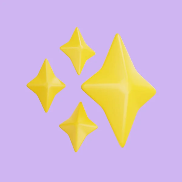 Render Gold Star Sparkle Emoji Star Magic Element Cute Shiny — Stock Photo, Image