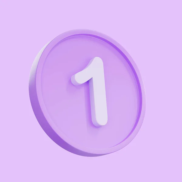 3D render Notice buttons with the number 1 icon isolated for social media reminders. New message, subscribe concept for a social network, media, and mobile apps.