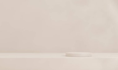 Kahverengi arka planda 3D görüntüleme tezgahı. Sunum için hazırlan. silindir.