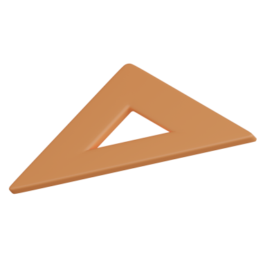 Eğitim 3D ikon illüstrasyonu, Üçgen cetvel sıcak renkli.