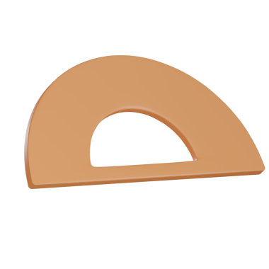 Education 3D simge illüstrasyonu, eğri kenarı ve merkezi kesim tasarımı olan cetvel