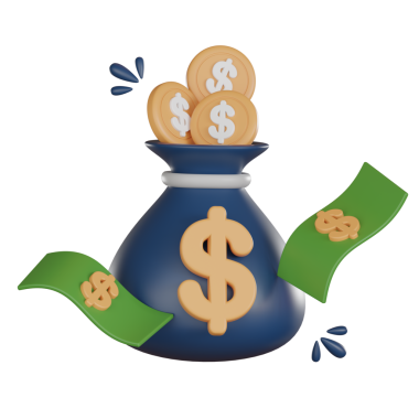 3 boyutlu yatırım ikonu konsepti. Dolar işaretli 3d Para Çantası