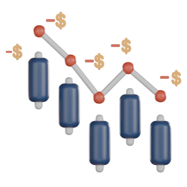3 boyutlu yatırım ikonu konsepti. Satmak için stok çizelgesi