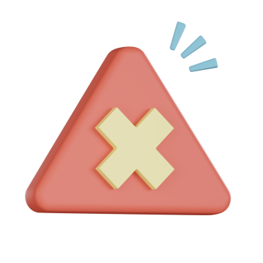 Boş eyaletler 3d simgesi kırmızı üçgen uyarı işareti ve sarı haç sembolü modern tasarımda uyarı veya hata mesajı gösterir