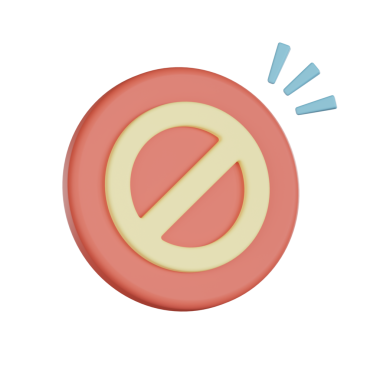 Yumuşak renklerde uyarı durumları ile boş yasaklama işaretinin 3d simgesi net ve basit görsel ileti oluşturur