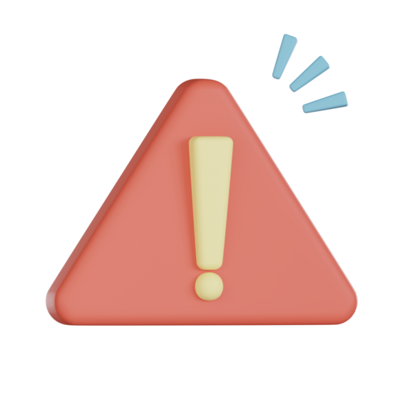 Kırmızı 3D uyarı simgesi. Ünlem işareti ve boş eyaletler uyarı işareti. Dikkat ve uyarı işareti.