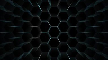 Dijital altıgen boyutu siyah ekran arka planında kablo koruma ışığı patlaması