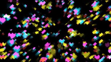 Milyonlarca kalp yansıması ızgara mozaik hızlı göz kırp ve ışınla siyah ekran, sevgililer günü teması