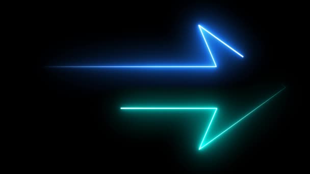 Arrow Lazer Işıltısı Aqua Mavi Renk Hızlı Hareket Simgesi Siyah — Stok video