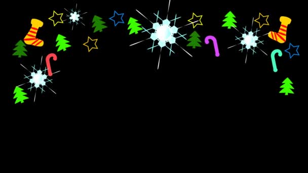 Jul Färgglada Tema Har Digital Värld Rotera Med Strumpa Stjärnor — Stockvideo