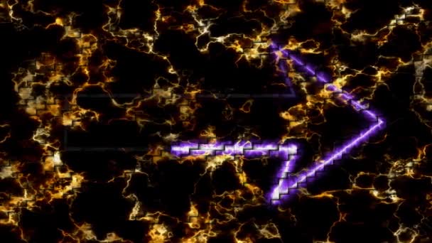 Einzelne Pfeile Leuchten Violette Farbe Laser Schnelle Bewegung Auf Gelben — Stockvideo