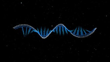 MRNA simülasyonu çalışıyor ve siyah ekrandaki küçük top arkaplanı parçacıkları