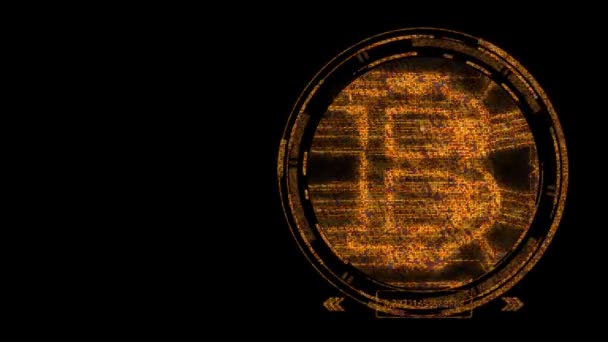 黒の背景にBitcoin暗号通貨アニメーションの抽象的なスポットライト — ストック動画