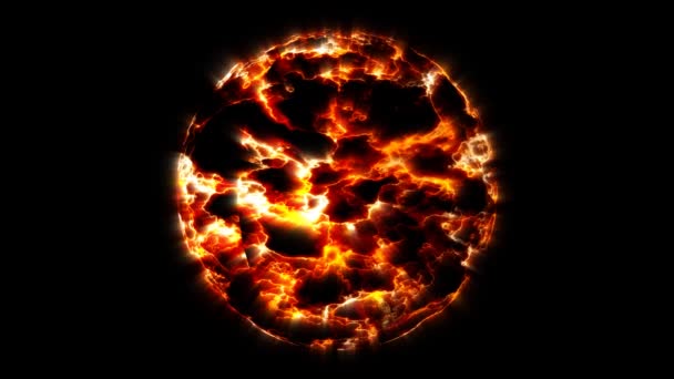 Fireball Orb Efekt Lawy Magmy Promień Światła Ognia Czarnym Tle — Wideo stockowe