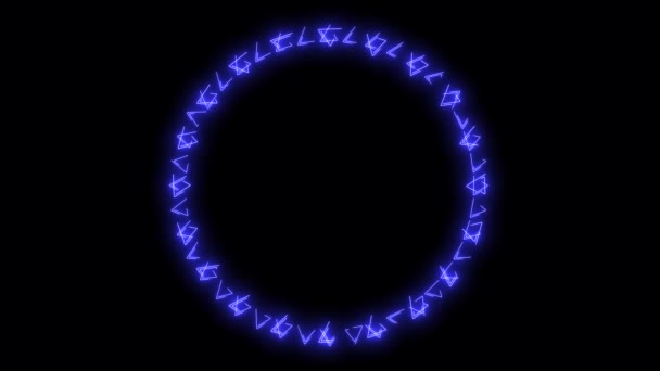 Magic Zes Sterren Cirkel Gloeien Blauwe Laser Ring Het Zwarte — Stockvideo