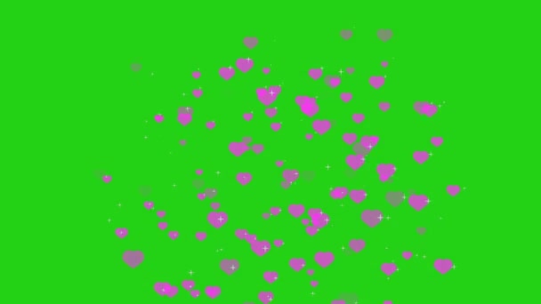 数百万人的心浅紫色的神的层面禁欲绿色屏幕背景 — 图库视频影像