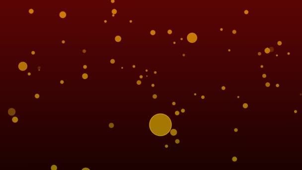 气泡黄色元素在暗色栗色背景下缓慢的随机漂浮和褪色 — 图库视频影像