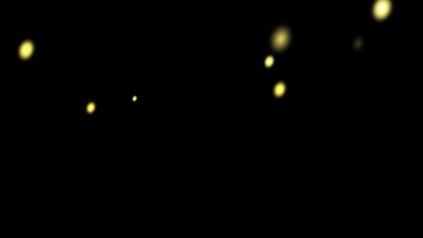萤火虫微粒在黑色的空气屏上飞着抽象的元素 — 图库视频影像