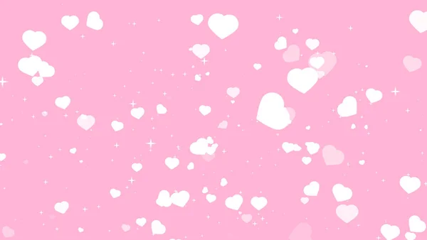 Bulanık Element Parlak Yıldızlı Büyük Kalpler Pastel Pembe Dokuda Dönüyor — Stok fotoğraf