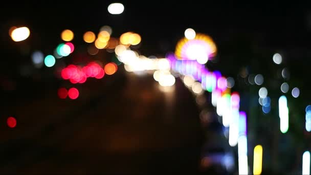 Blur Night Colorful Light Traffic Vehicle Main Road Shopping Mall — Wideo stockowe
