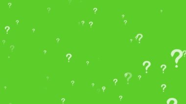 Question mark large size cone effect particle element on the green screen background concept what when where why and how to