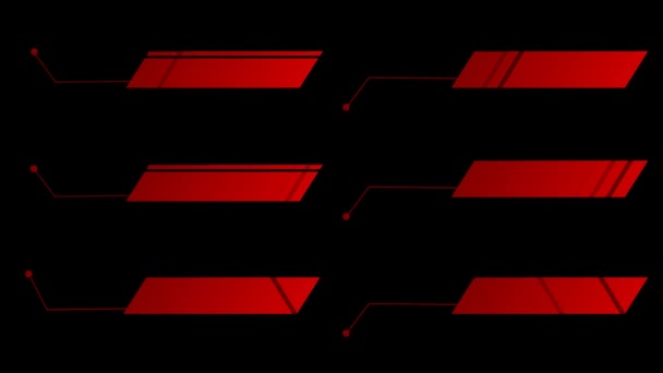 ブラックスクリーン上の未来的なフッドデジタルアニメーション赤トーン6パックを呼び出します — ストック動画