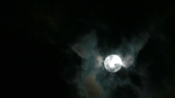 Flou Pleine Lune Brillant Sur Nuage Nuit Sombre Avec Nuage — Video