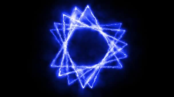 Energie Mysterie Triangel Gloed Blauwe Beweging Draaien Met Klok Mee — Stockvideo